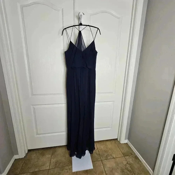 Elegant After Six Navy Blue Evening Dress - Picture 5 of 11